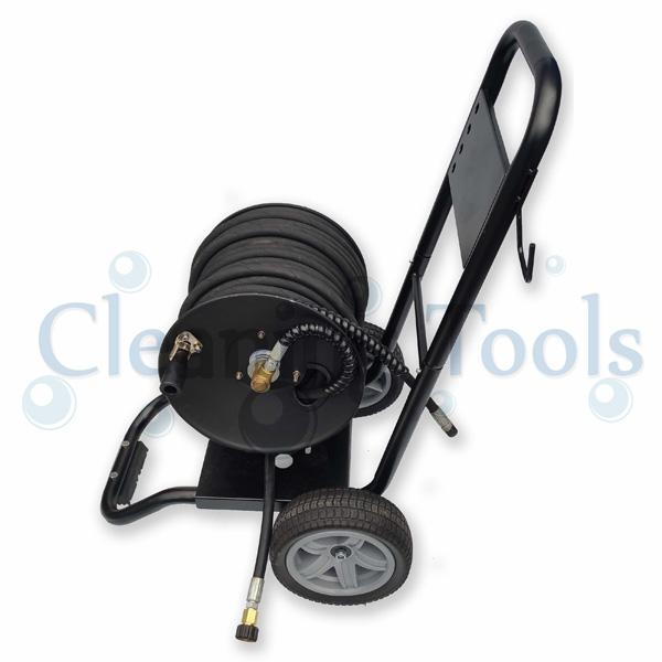 Complete Pressure Washer Hose Reel Trolley With 50 Meter 3/8" Single Wire Hose